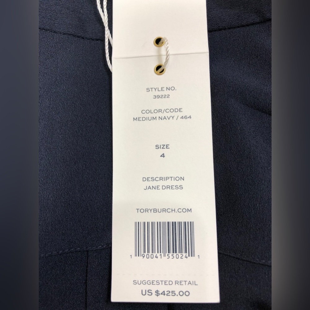 NWT Tory Burch Navy Jane Ruffle Crepe Dress Size 10 - Picture 6 of 6
